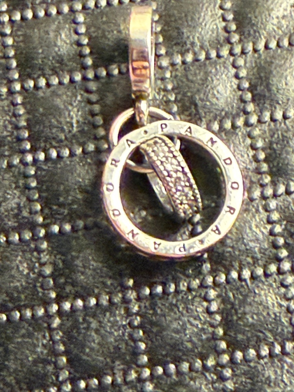 Pandora Silver Double Ring Pave Dangle Charm - Picture 3 of 3